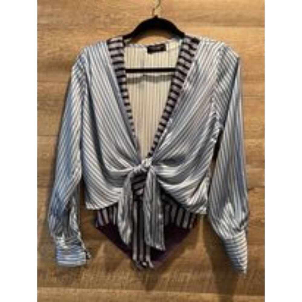 Zara Grupo Inditex Bodysuit with Overlap Tied Halter Size Small